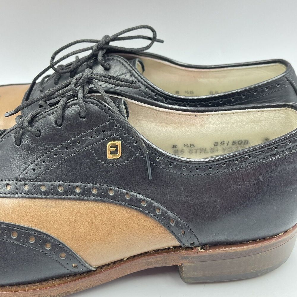 Vintage Footjoy Classics Women 8.5 B Leather Wingtip Golf Shoes Made USA - Picture 12 of 16